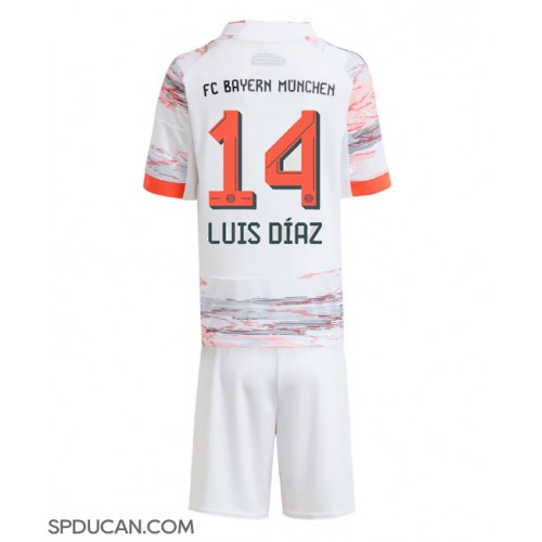 Dječji Nogometni Dres Bayern Munich Luis Diaz #14 Gostujuci 2025-26 Kratak Rukav (+ Kratke hlače)